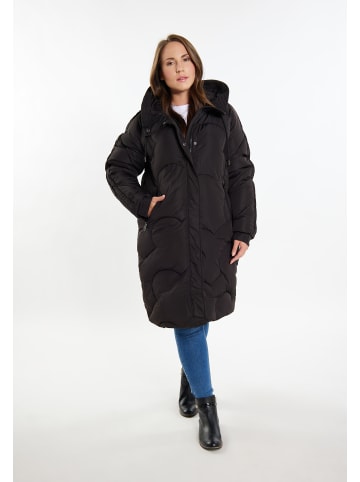 Albee Women Plus Size Steppmantel in Schwarz