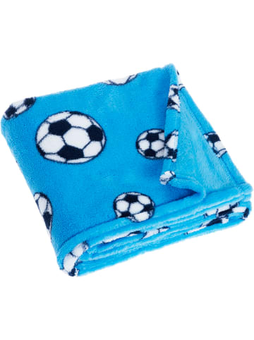 Playshoes Fleece-Decke Fußball in Blau