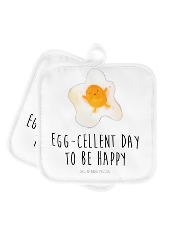 Mr. & Mrs. Panda Topflappen Spiegelei Ei mit Spruch in Weiß