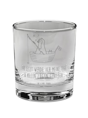Mr. & Mrs. Panda Glas für Gin Pinguin Angelboot mit Spruch in Transparent