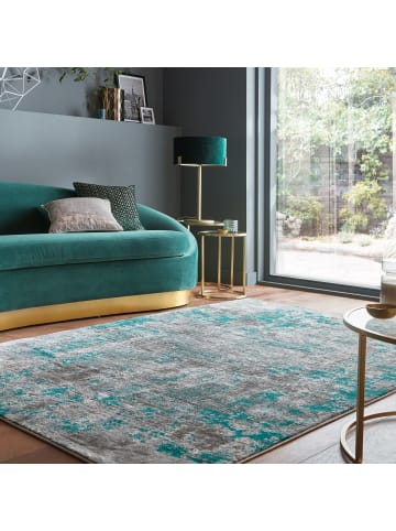 KADIMA DESIGN Kurzflor-Teppich Pflegeleicht DEE Abstrakt Strapazierfähig in Grün-Grau