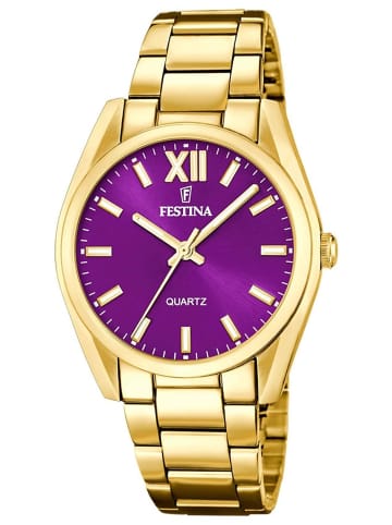 Festina Damen-Armbanduhr Quarz Goldfarben/Lila