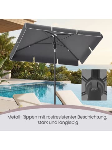 SONGMICS Sonnenschirm Sheld in Grau - (D)200 x (H)125 cm