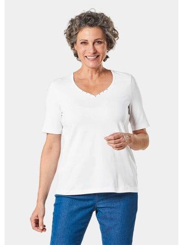 GOLDNER Kurzgröße: T-Shirt Halbarm Basic-Shirt aus Baumwolle in weiß