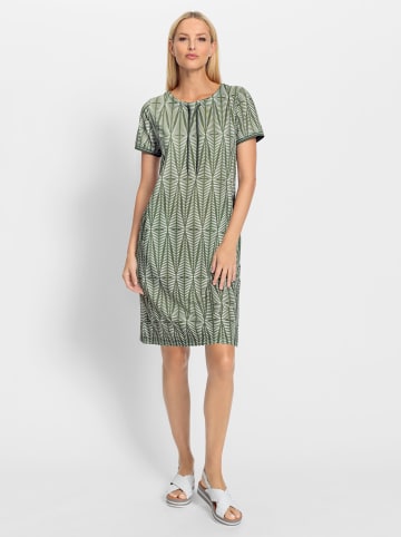 Heine Jerseykleid in khaki-ecru-bedruckt