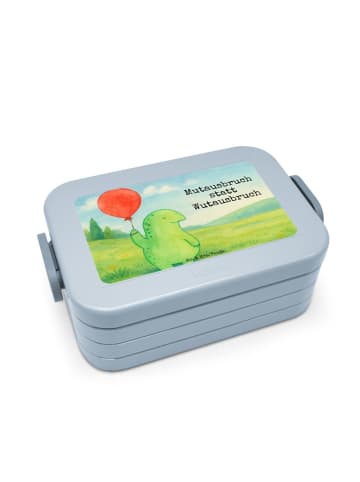 Mr. & Mrs. Panda Brotdose Schildkröte Luftballon Design mit Spruch in Blau Pastell