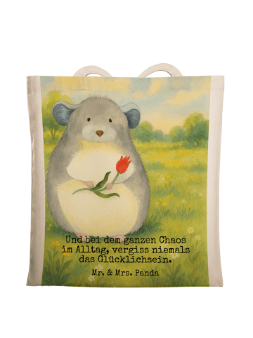 Mr. & Mrs. Panda Tragetasche Chinchilla Blume Design mit Spruch in Weiß