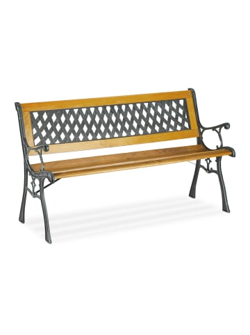 relaxdays Gartenbank in Natur/ Grün - (B)125 x (H)73 x (T)52 cm