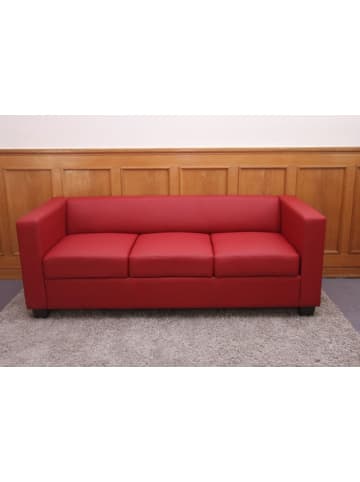 MCW 3er Sofa Lille, Leder, rot