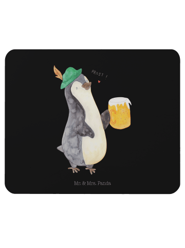 Mr. & Mrs. Panda Mauspad Pinguin Bier ohne Spruch in Schwarz