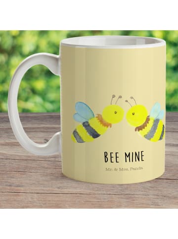 Mr. & Mrs. Panda Tasse Biene Liebe mit Spruch in Gelb Pastell