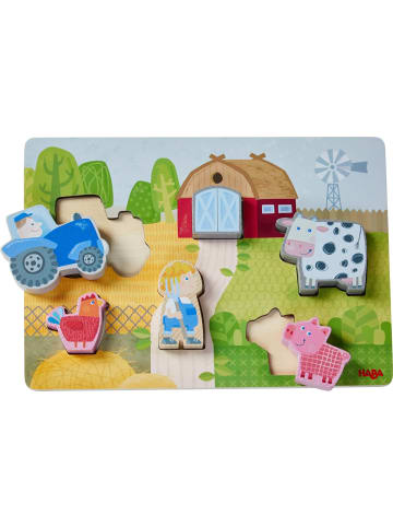 Haba Holzpuzzle Auf dem Bauernhof (Kinderpuzzle) | 1 Puzzlebrett, 6 Puzzleteile.