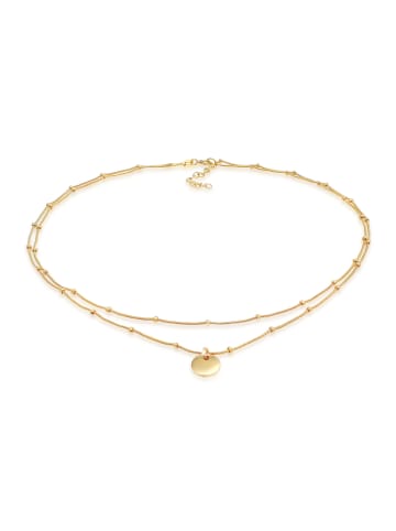 Elli Halskette 925 Sterling Silber Geo, Kreis, Plättchen in Gold