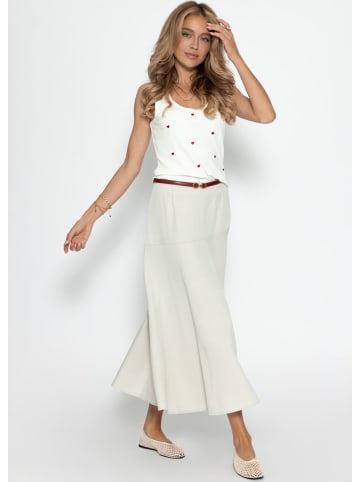 SASSYCLASSY Top mit roter Herzstickerei in Weiß