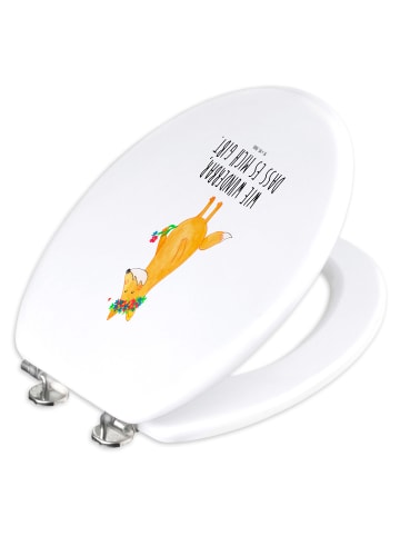 Mr. & Mrs. Panda Klo-Deckel Fuchs Blumen mit Spruch in Weiß