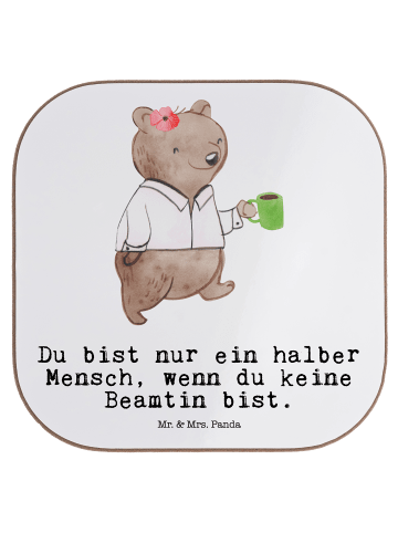 Mr. & Mrs. Panda Untersetzer Beamtin Herz mit Spruch in Weiß