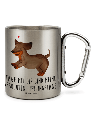 Mr. & Mrs. Panda Thermobecher Hund Dackel mit Spruch in Silber