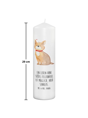 Mr. & Mrs. Panda Kerze Hund Glück mit Spruch in Weiß