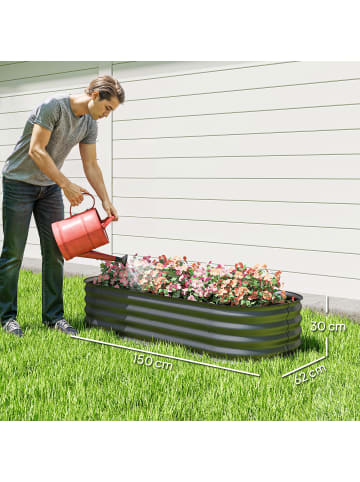 Outsunny Hochbeet in Dunkelgrau 150L x 62B x 30H cm