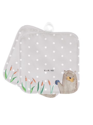 Mr. & Mrs. Panda Topflappen Otter Stein ohne Spruch in Grau Pastell