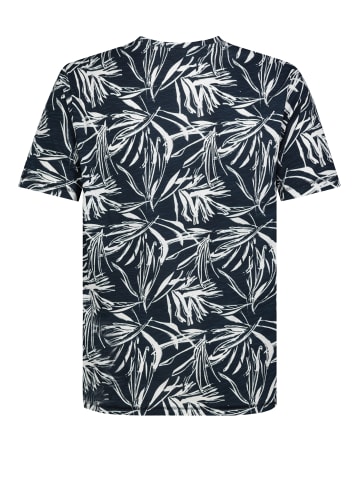 Sublevel Kurzarm T-Shirt Blumenmuster Rundhals Casual in Blau-2