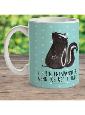 Mr. & Mrs. Panda Plastikbecher Stinktier Sitzen mit Spruch in Türkis Pastell