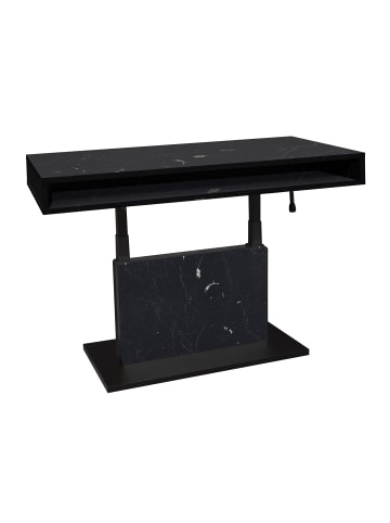 58 aufm Kessel COUCHTISCH Höhenverstellbar Else 2 110x59x60 Holz Keramikoptik Schwarz