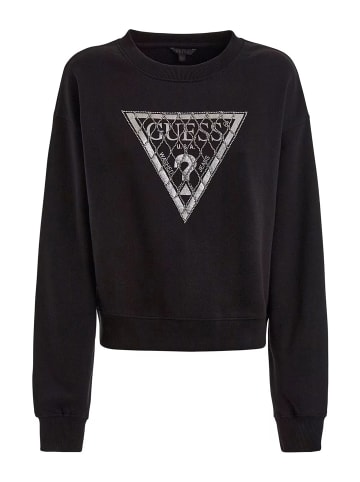 Guess Sweatshirt 'Crystal Mesh' in schwarz