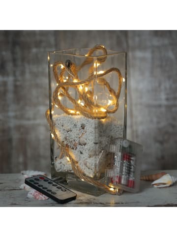 MARELIDA LED Lichterkette Seil Jute Kordel Tau 40LED 8 Funktionen L: 2m  in natur