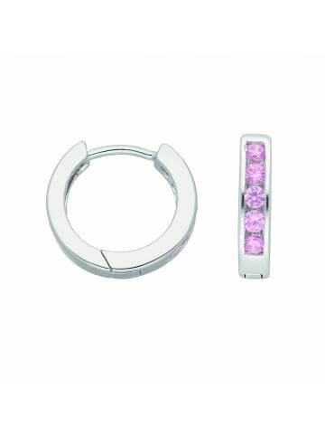 Adeliás Damen 925 Silber Ohrringe / Creolen mit Zirkonia Ø 14,3 mm in bunt