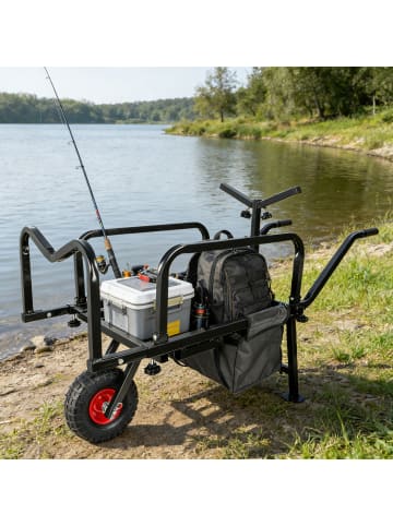 relaxdays Angelwagen-Transportwagen in Schwarz - (B)145 x (H)65 x (T)55 cm