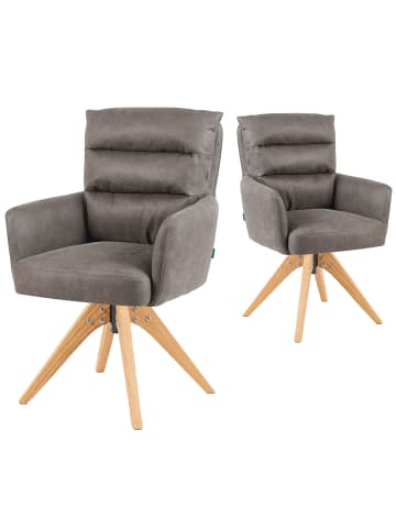 DUBI Möbel 2er-Set: Drehstuhl Mika-Juna in Taupe - (B)59 x (H)94 x  (T)66 cm