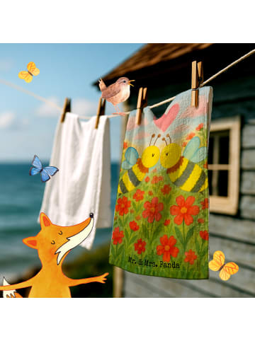 Mr. & Mrs. Panda Handtuch Biene Liebe Design ohne Spruch in Weiß