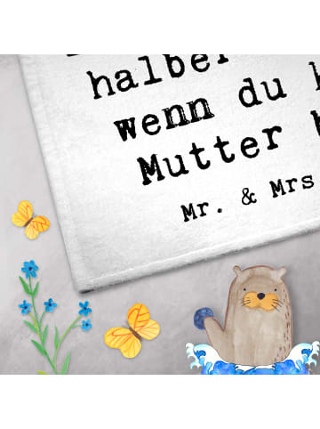Mr. & Mrs. Panda Gästehandtuch Mutter Herz mit Spruch in Weiß