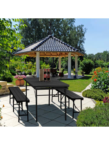 relaxdays Gartentisch in Schwarz - (B)166 x (H)76 x (T)78 cm