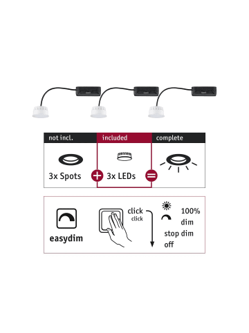 paulmann Einbauleuchten Choose 3er Coin Easy-dim in Satin  - H:30mm F