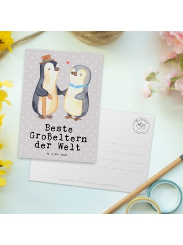 Mr. & Mrs. Panda Postkarte Pinguin Beste Großeltern der Welt mit... in Grau Pastell