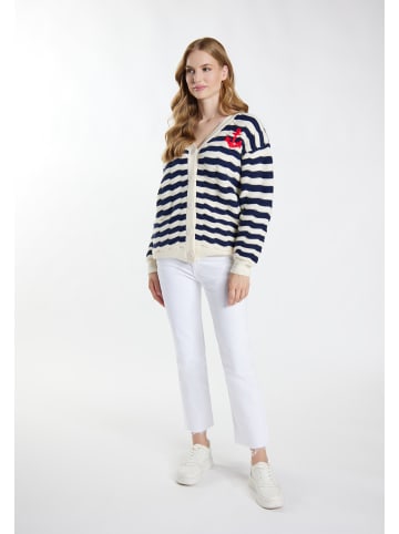 DreiMaster Damen Strickjacke in Wollweiss Marine