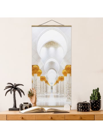 WALLART Stoffbild mit Posterleisten - Moschee in Gold in Weiß