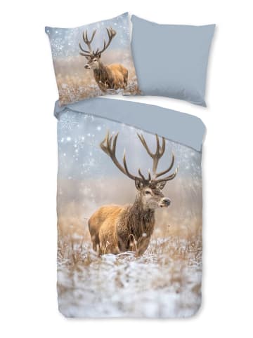 JACK 2 tlg. Flanell Bettwäsche 135x200cm Hirsch Schneezauber in Hellblau