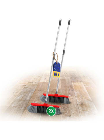 Novaliv Novaliv 2X Zimmerbesen 30 cm FEINE KUNSTBORSTEN Kehrbesen Rot Saalbese in Rot