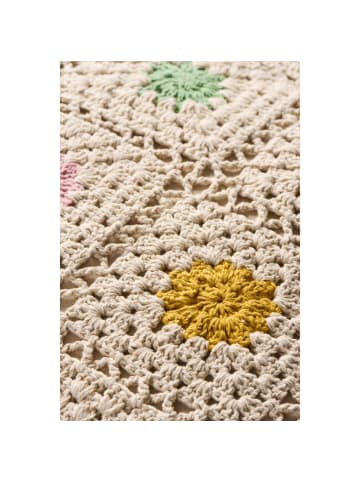 IB Laursen Kissenbezug Gehäkelt mit bunten Blumen in natur