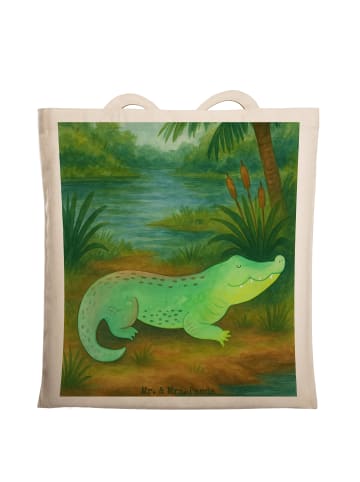 Mr. & Mrs. Panda Strandtasche Krokodil Design ohne Spruch in Weiß