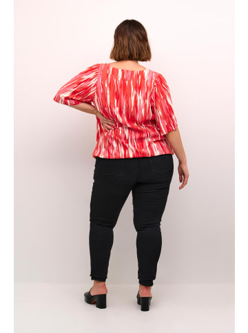 KAFFE curve Kurzarm-Bluse KCadriana in Pink Abstract Print