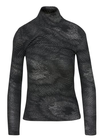 KOROSHI LANGARM-T-SHIRT ROLLKRAGENPULLOVER in SCHWARZ