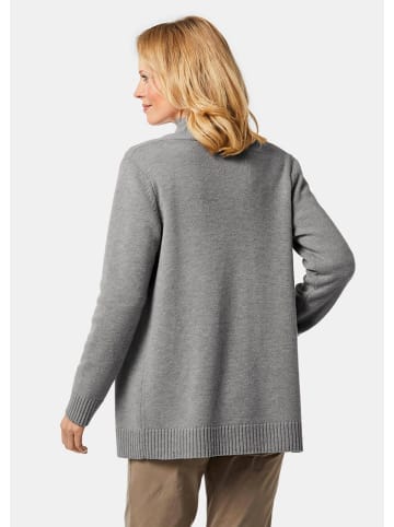 GOLDNER Kurzgröße:  Langarm Cardigan aus Merino in mittelgrau / melange