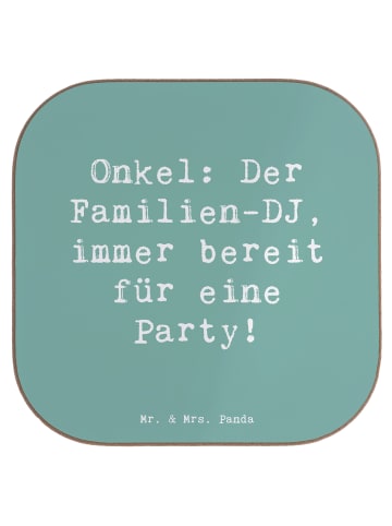 Mr. & Mrs. Panda Getränkeuntersetzer Spruch Onkel Familien-DJ mi... in Meeresbrise