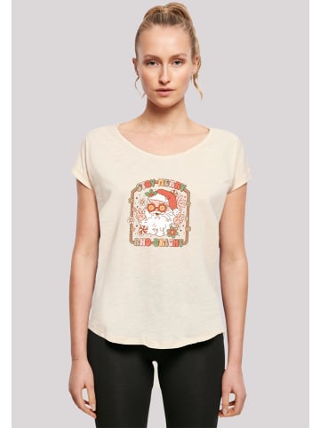 F4NT4STIC Long Cut T-Shirt Stay Merry And Bright Hippie Santa in Whitesand