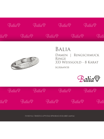 BALIA 333 Weißgold - 8 Karat Damen Ringe 3 reihig Zirkonia Fingerring 58 (18,5)