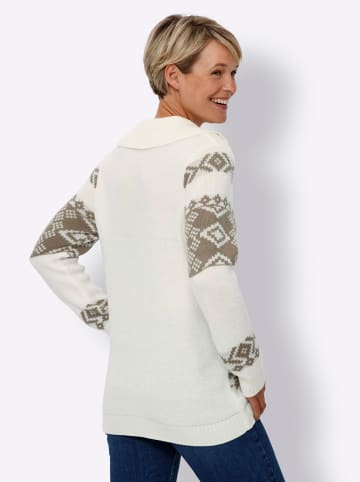 Sieh an! Norwegerpullover in ecru-taupe-gemustert